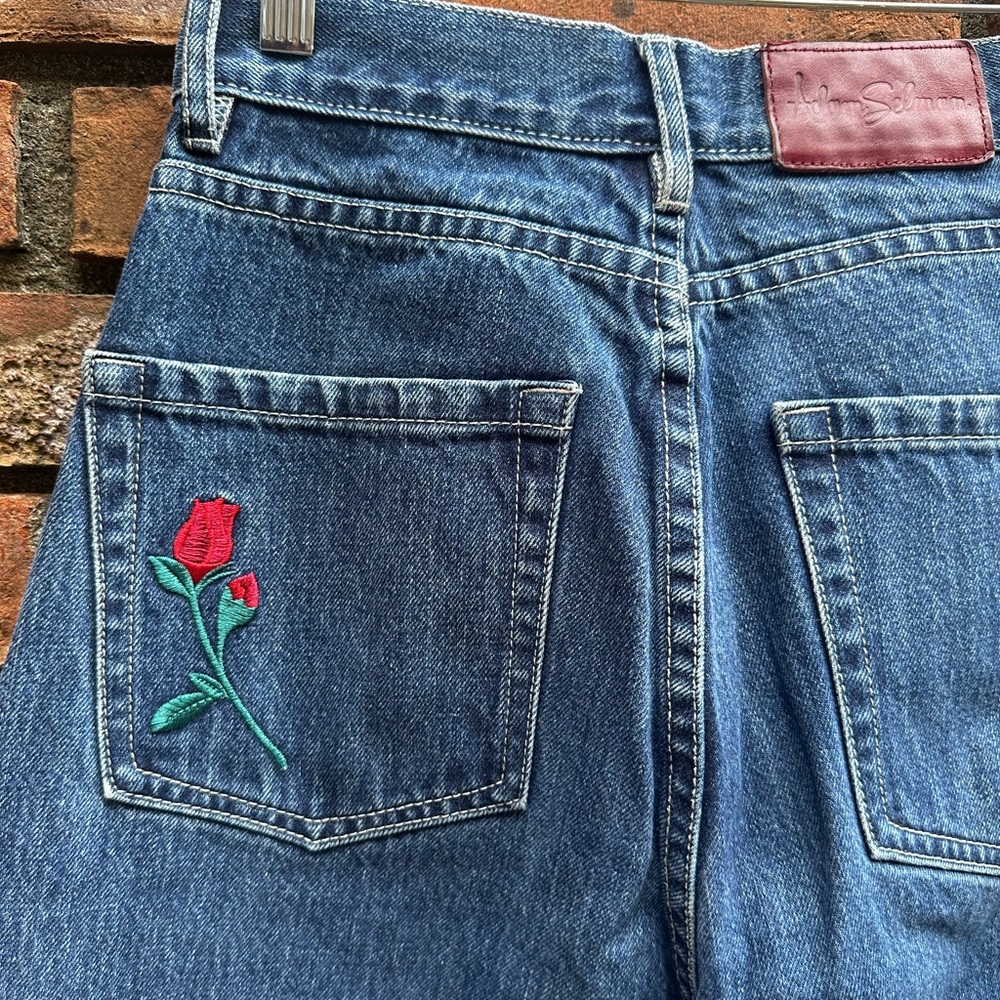 Adam Selman Rodeo Rose Embroidered Jean - Picture 4 of 11